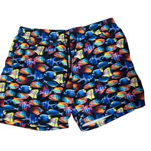Caribbean Colorful Mens Swim Trunks Shorts Size XL Pockets Fish